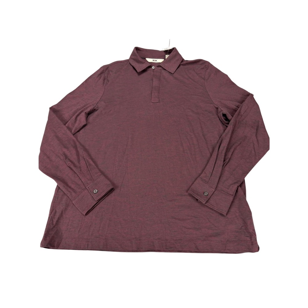 Joseph‎ Abboud Mens Long Sleeve Polo Shirt Burgundy Cotton Large NWT MSRP $59